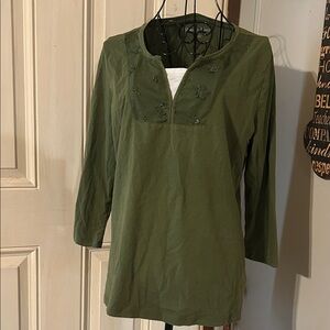 Rebecca Malone Forest Green Short Sleeve Top